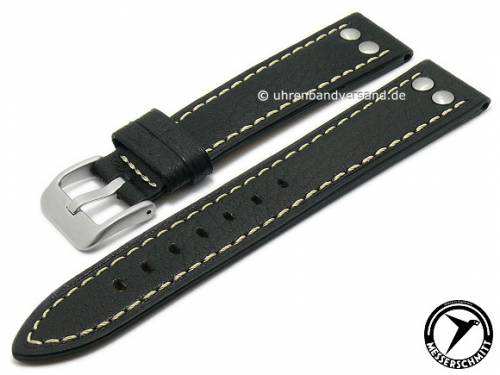 Cinturino Orologio In Pelle Nera Con Fibbia Deployante A Farfalla – Sostituzione Per Cinturini (larghezze Varie)
