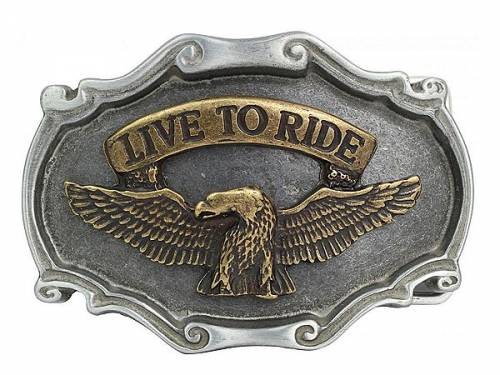 G�rtelschlie�e Metall bicolor Live to Ride passend f�r G�rtelbreite 40 mm - Bild vergr��ern 
