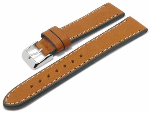 Uhrenarmband -Eco Rodeo- 18mm hellbraun zertifiziertes Naturleder vegetabil helle Naht von BECO (Schlie�enansto� 18 mm) - Bild vergr��ern 