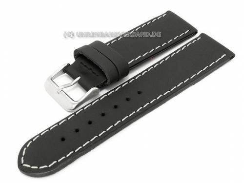 Uhrenarmband -Chrono XL- 24mm schwarz Kalbleder glatt von BECO (Schlie�enansto� 22 mm) - Bild vergr��ern 