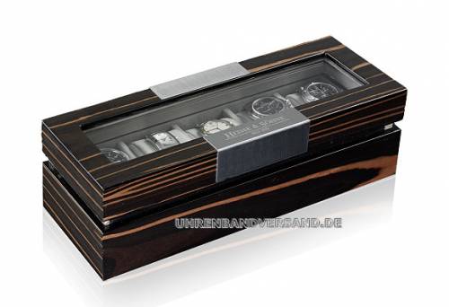 Uhrenkasten -Executive 5 Makassar- Holz braun f�r bis zu 5 Armbanduhren  - Bild vergr��ern 