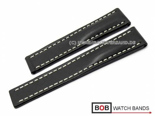 Uhrenarmband 20mm schwarz Marino Sattelleder fr Breitling Faltschliee BOB (Schlieenansto 18 mm) - Bild vergrern 