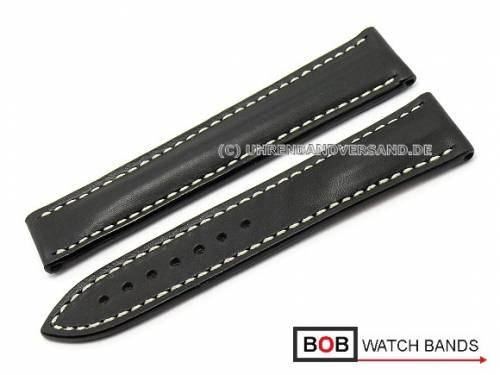 Uhrenarmband 20mm schwarz Marino Sattelleder fr Omega Faltschliee BOB (Schlieenansto 18 mm) - Bild vergrern 