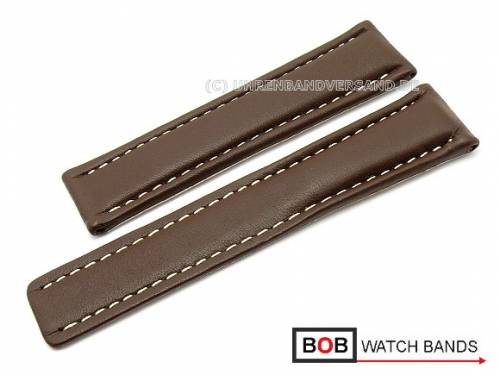 Uhrenarmband 22mm dunkelbraun f�r Breitling Faltschlie�e helle Naht von BOB (Schlie�enansto� 20 mm) - Bild vergr��ern 