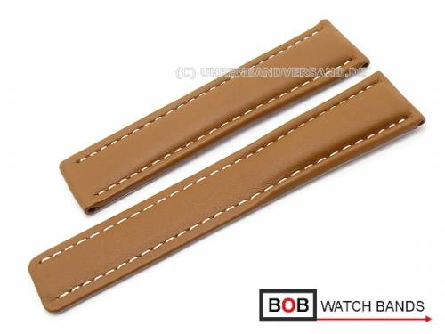Uhrenarmband 22mm hellbraun f�r Breitling Faltschlie�e helle Naht von BOB (Schlie�enansto� 18 mm) - Bild vergr��ern 