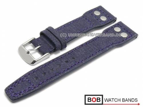 Uhrenarmband 22mm dunkelblau Marino Aviation Canvas abgen�ht f�r IWC von BOB (Schlie�enansto� 18 mm) - Bild vergr��ern 