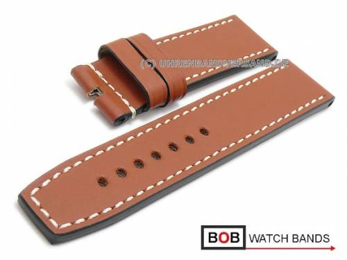 Uhrenarmband 22mm rotbraun Marino Sattelleder f�r Panerai helle Naht von BOB (Schlie�enansto� 22 mm) - Bild vergr��ern 