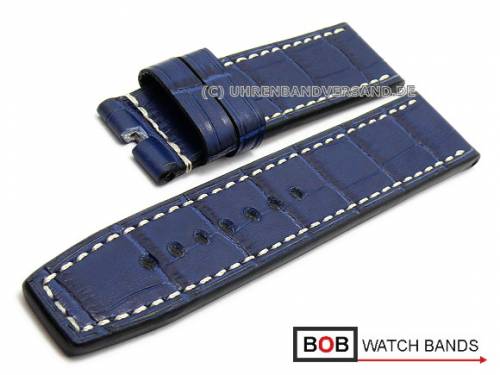 Uhrenarmband 24mm dunkelblau Marino Leder Alligator-Pr�gung f�r Panerai helle Naht von BOB (Schlie�enansto� 24 mm) - Bild vergr��ern 