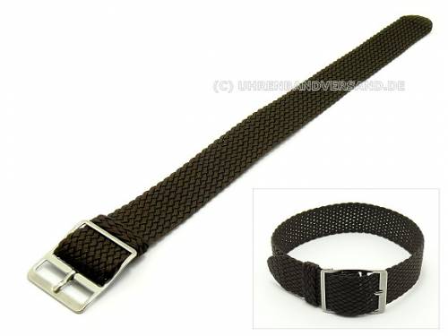 Uhrenarmband 18mm dunkelbraun Perlon-Durchzugsband wasserfest silberfarbene Schlie�e - Bild vergr��ern 