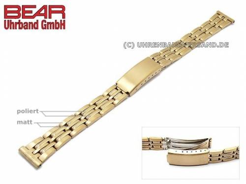 Edelstahl-Uhrband 14mm PVD goldfarben teilweise poliert von BEAR - Bild vergr��ern 
