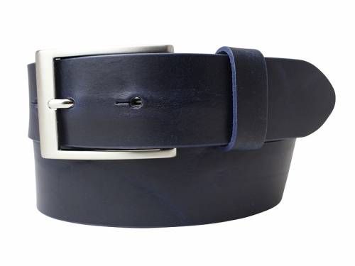 Hochwertiger Lederg�rtel MADE IN ITALY marineblau Used-Look - Gr��e 95 (Breite 3,5 cm) - Bild vergr��ern 