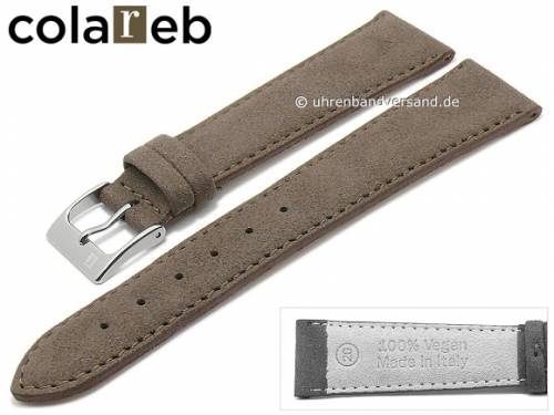 Uhrenarmband -Ecosuede- 22mm dunkelbraun Synthetik velourartig VEGAN von COLAREB (Schlie�enansto� 18 mm) - Bild vergr��ern 