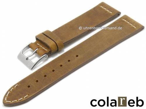 Uhrenarmband -Venezia- 18mm hellbraun Leder Vintage-Look helle Naht von COLAREB (Schlie�enansto� 16 mm) - Bild vergr��ern 