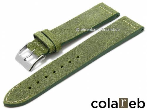 Uhrenarmband -New Spoleto- 20mm grn Leder Vintage-Look helle Naht von COLAREB (Schlieenansto 18 mm) - Bild vergrern 