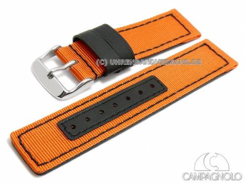 Uhrenarmband 20mm orange Textil/Synthetik schwarze Naht von CAMPAGNOLO (Schlieenansto 20 mm) - Bild vergrern 