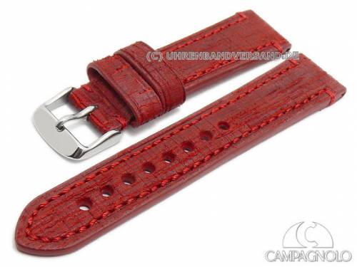 ABVERKAUF: Uhrenarmband 18mm rot Leder gepr�gt abgen�ht von CAMPAGNOLO (Schlie�enansto� 18 mm) - Bild vergr��ern 