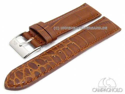 Uhrenarmband 22mm mittelbraun Leder Alligator-Pr�gung gepolstert abgen�ht von CAMPAGNOLO (Schlie�enansto� 20 mm) - Bild vergr��ern 