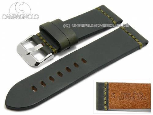 Uhrenarmband 24mm dunkelgr�n Horween-Leder robust abgen�ht von CAMPAGNOLO (Schlie�enansto� 22 mm) - Bild vergr��ern 