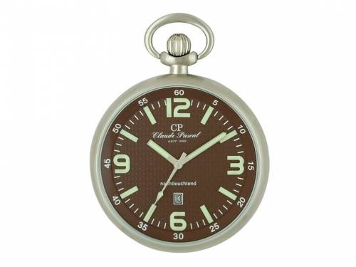 Lepine-Taschenuhr Edelstahl Ziffernblatt braun von Claude Pascal (*CL*TU*) - Bild vergr��ern 
