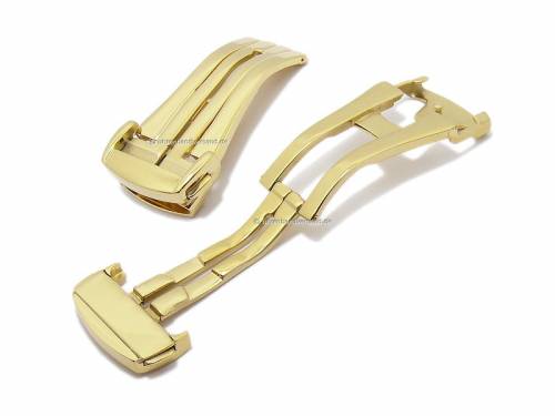 Kippfaltschlie�e (CsKFS-1004) 16mm goldfarben Edelstahl poliert mit seitlichen Dr�ckern - Bild vergr��ern 