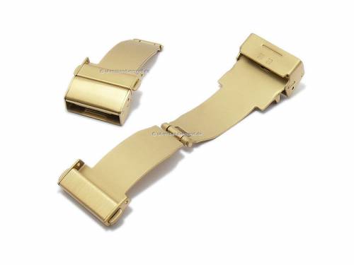 Kippfaltschlie�e/Schiebeverschlu� (CsKFS-1013) 18mm goldfarb. Edelstahl seitl. Dr�cker f�r Milanaise-Uhrenarmb�nder etc. - Bild vergr��ern 