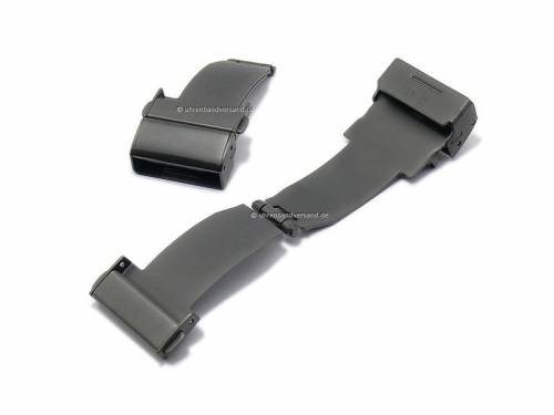 Kippfaltschlie�e/Schiebeverschlu� (CsKFS-1010) 20mm anthrazit Edelstahl seitl. Dr�cker f�r Milanaise-Uhrenarmb�nder etc. - Bild vergr��ern 