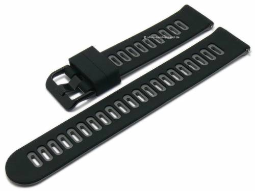 Uhrenarmband 22mm schwarz/grau Silikon mit Schnellwechsel-Federstegen f�r sportive Uhren & Smartwatches - Bild vergr��ern 