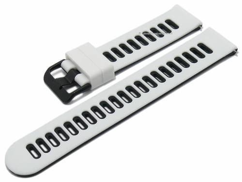 Uhrenarmband 22mm wei�/schwarz Silikon mit Schnellwechsel-Federstegen f�r sportive Uhren & Smartwatches - Bild vergr��ern 