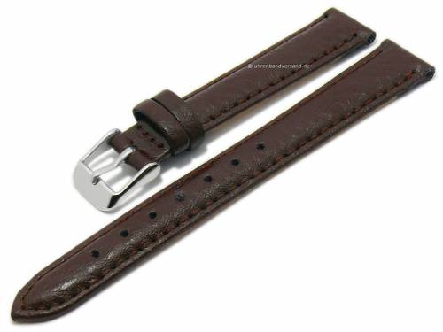 Basic-Uhrenarmband 10mm dunkelbraun Leder Bffel-Prgung abgenht (Schlieenansto 08 mm) - Bild vergrern 