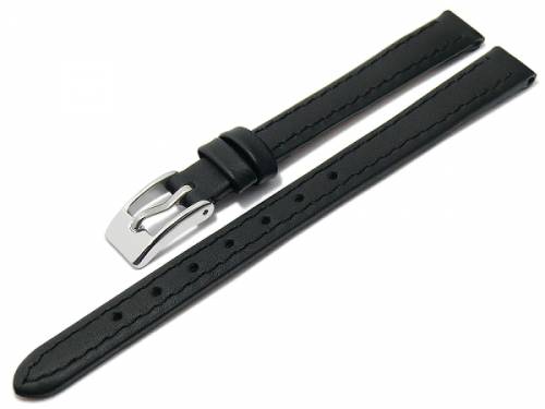 Basic-Uhrenarmband 09mm schwarz Leder glatt abgen�ht (Schlie�enansto� 08 mm) - Bild vergr��ern 