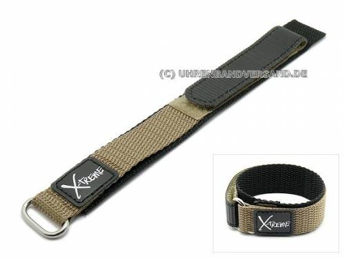 Klett-Uhrenarmband 20mm sandfarben (beige) Nylon (Textil) mit Metallschlaufe von CONDOR - Bild vergr��ern 