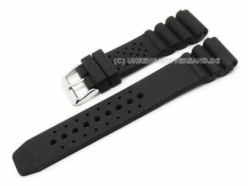 Uhrenarmband 20mm schwarz Silikon mit Lochmuster von CONDOR (Schlie�enansto� 18 mm) - Bild vergr��ern 
