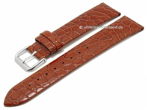 Uhrenarmband 20mm hellbraun Leder Kroko-Pr�gung seidenmatt (Schlie�enansto� 18 mm) - Bild vergr��ern 