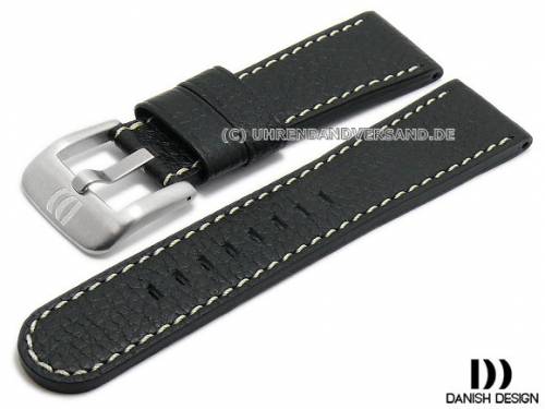 Original Ersatzarmband DANISH DESIGN 23mm schwarz Leder genarbt matt f�r IQ13Q713 - Bild vergr��ern 