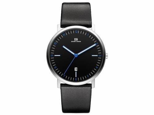 ABVERKAUF: Klassische Herrenuhr Edelstahl Ziffernblatt grau mit Lederband schwarz von Danish Design (*DD*HU*) - Bild vergr��ern 