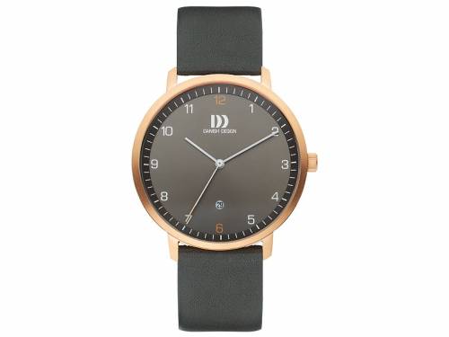 ABVERKAUF: Herrenuhr Edelstahl ros�goldfarben Ziffernblatt anthrazit mit Lederband schwarz von Danish Design (*DD*HU*) - Bild vergr��ern 