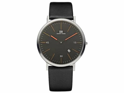 ABVERKAUF: Herrenuhr Edelstahl Ziffernblatt schwarz mit Lederband schwarz von Danish Design (*DD*HU*) - Bild vergr��ern 
