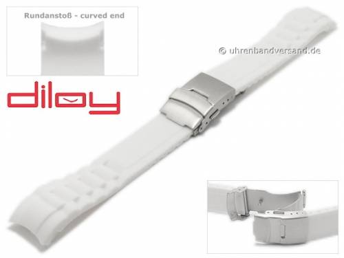Uhrenarmband 22mm wei� Silikon Metallband-Struktur mit Faltschlie�e von DILOY - Bild vergr��ern 