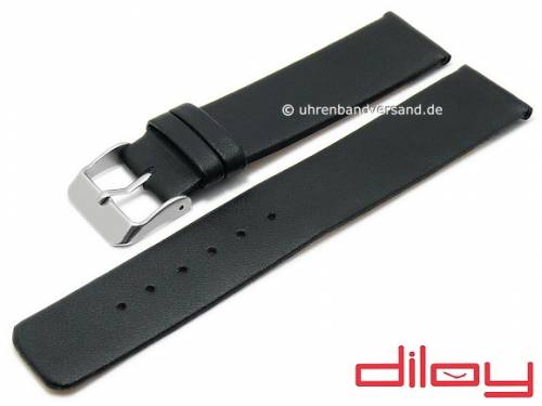 Uhrenarmband 24mm schwarz Leder glatt ohne Naht von DILOY (Schlieenansto 24 mm) - Bild vergrern 