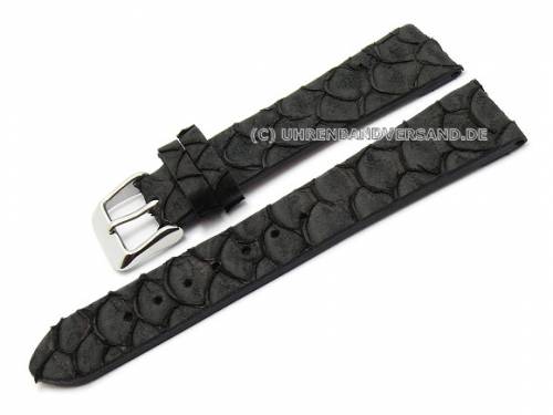 Uhrenarmband 22mm schwarz Fischleder genarbt (Schlie�enansto� 18 mm) - Bild vergr��ern 