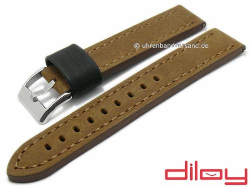 Uhrenarmband 22mm hellbraun Leder Vintage-Look abgen�ht mit Schnellwechsel-Stegen von DILOY (Schlie�enansto� 22 mm) - Bild vergr��ern 