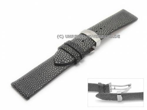 Uhrenarmband 20mm schwarz echt Perlrochen mit Faltschlie�e - Bild vergr��ern 
