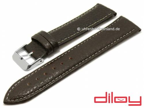 Uhrenarmband 22mm dunkelbraun Leder genarbt helle Naht von DILOY (Schlie�enansto� 20 mm) - Bild vergr��ern 