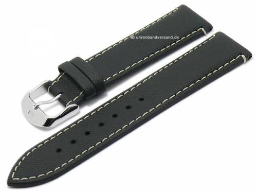 Uhrenarmband -Silverstone- 24mm schwarz Leder mit Textil-Pr�gung helle Naht von DI-MODELL (Schlie�enansto� 20 mm) - Bild vergr��ern 