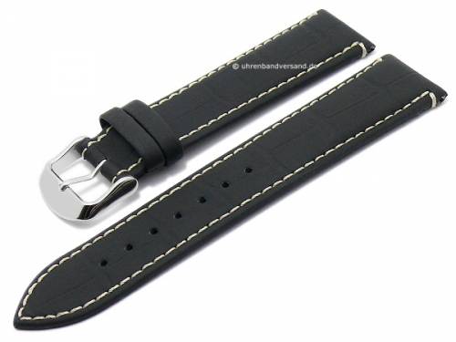 Uhrenarmband -Monterrey- 24mm schwarz Leder mit Kautschuk�berzug Alligator-Pr�gung von DI-MODELL (Schlie�enansto� 20 mm) - Bild vergr��ern 