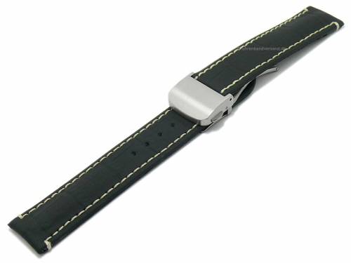 Uhrenarmband -Monterrey FS- 18mm schwarz Leder mit Kautschuk�berzug Alligator-Pr�gung DI-MODELL (Schlie�enansto� 18 mm) - Bild vergr��ern 