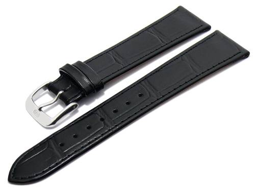 Uhrenarmband -Caracas- 19mm schwarz MADE IN GERMANY Leder Alligator-Pr�gung von DI-MODELL (Schlie�enansto� 16 mm) - Bild vergr��ern 