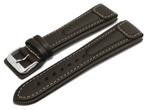 Uhrenarmband -Chronissimo waterproof- 20mm dunkelbraun Leder genarbt helle Naht von DI-MODELL (Schlie�enansto� 20 mm)  - Bild vergr��ern 