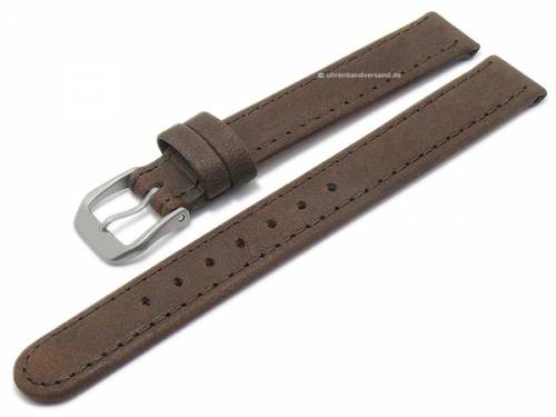 Uhrenarmband -Natural- 14mm dunkelbraun Leder vegetabil gegerbt mit Titan-Schlie�e von DI-MODELL (Schlie�enansto� 14 mm) - Bild vergr��ern 