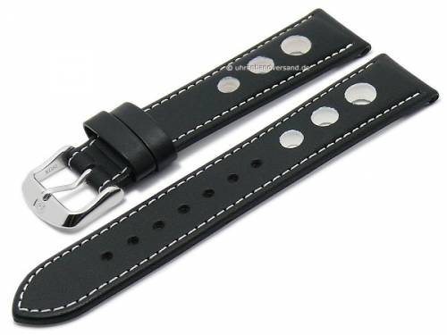 Uhrenarmband -Jerez- 18mm schwarz Leder Racing-Look wei�e Naht von DI-MODELL (Schlie�enansto� 16 mm) - Bild vergr��ern 